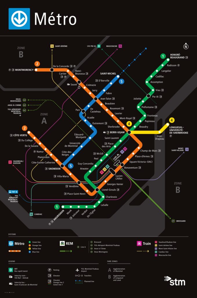 STM Montreal Metro Map